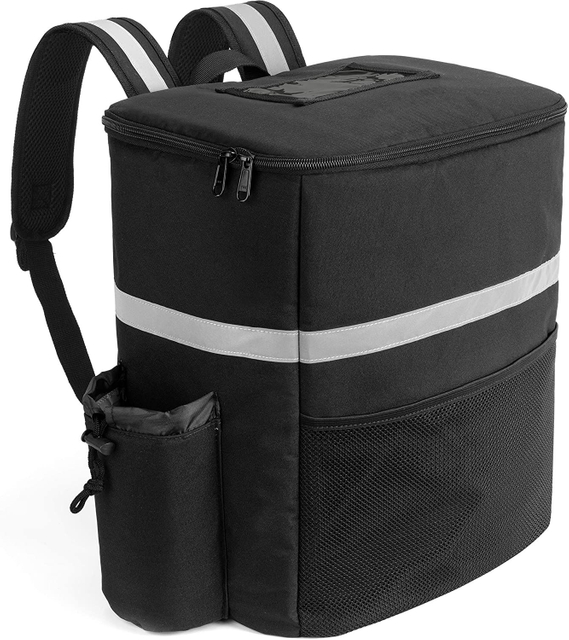 Thermal Insulated Food Delivery Backpack Reusable Cooler Bag for Food Drink Doordash Bag with Cup Holder