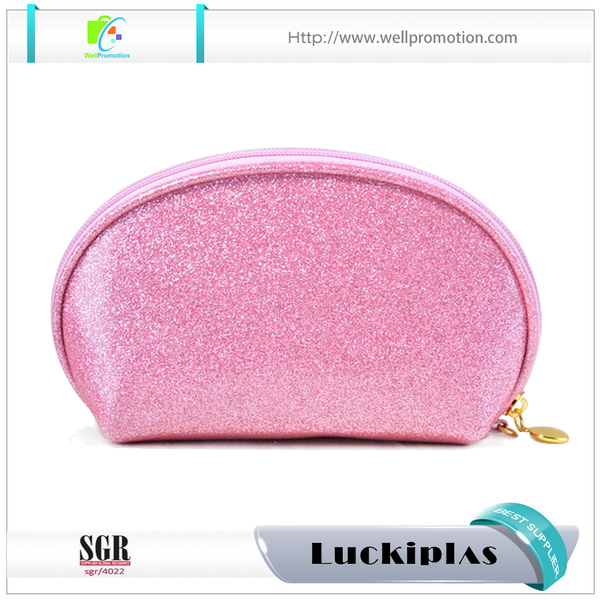Fashion shell glitter cosmetic bag, small women cosmetic makeup pouch bag
