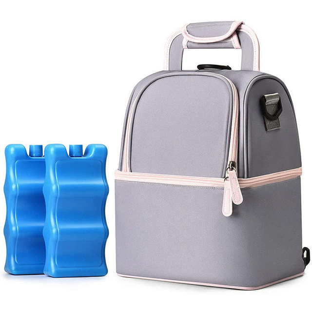 Leakproof Breastmilk Bag Cooler Breast Pump Bag Backpack with Gel Ice Pack Double Layer for Working Hiking Outdoor
