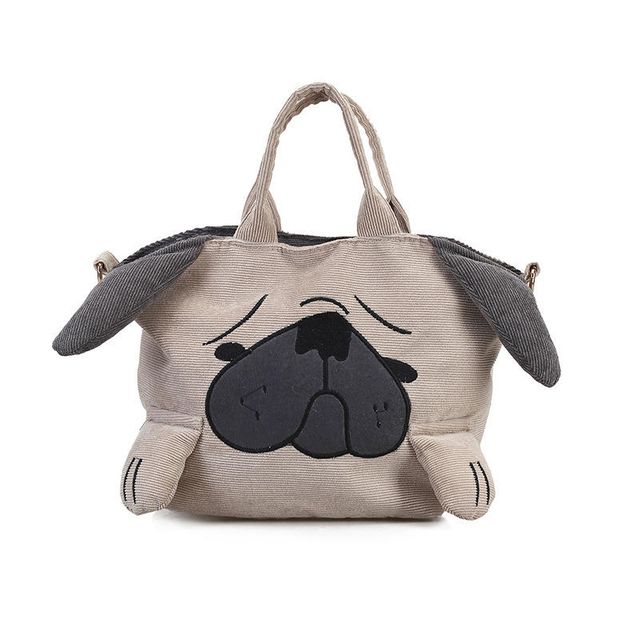 2022 shoulder bags fashion personality corduroy bag cartoon animal dog design women ladies female Corduroy hand tote bag