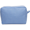 Lightweight Cotton Make Up Pouch Bag Wholesale Eco Friendly Blue Stripe Seersucker Cosmetic Bag