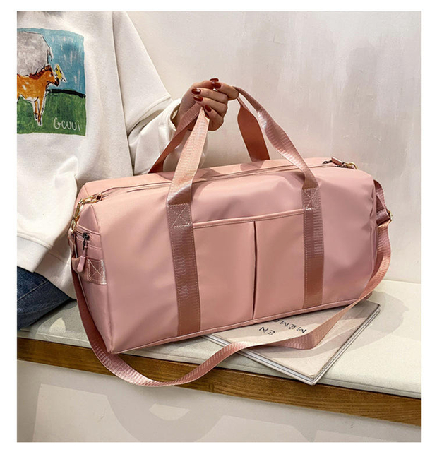 Large 30L Waterproof Nylon Duffel Weekender Bag Pink for Women And Men Swim Sports Travel Gym Bag