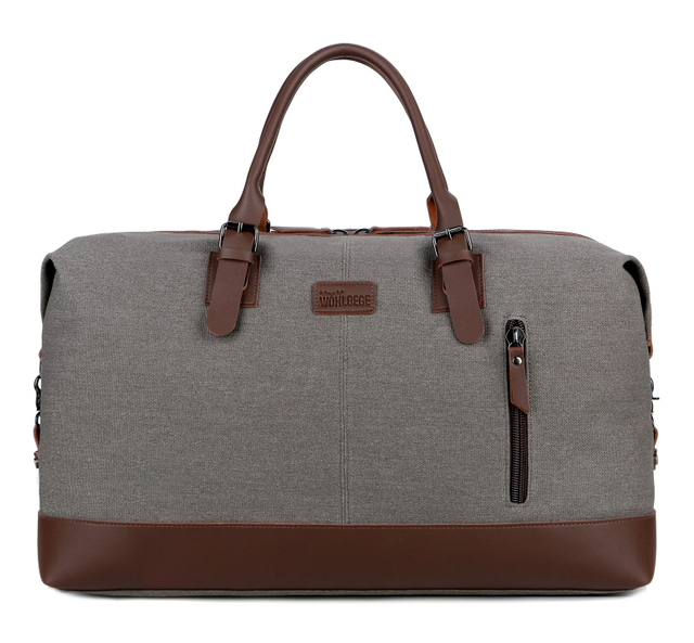 Large Capacity Canvas Leather Luggage Travel Duffel Bag with Adjustable Shoulder Strap Multi Purpose Vintage Canvas Travel Bag