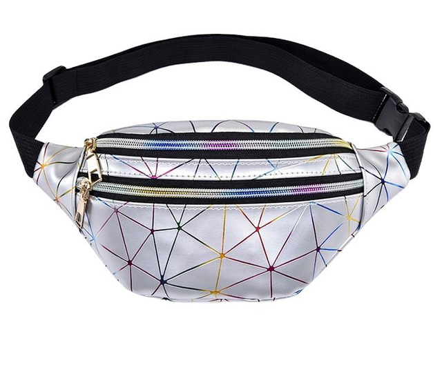 BSCI Factory Waterproof PU Laser Diamond One Shoulder Outdoor Leisure Chest Bag Multi-layer Large Capacity Fanny Pack