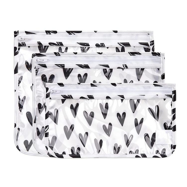 Wholesale Custom Print High Quality Factory Price Set of 3 Pieces Travel Organizer Toiletry Cosmetic Bag for Purse Pouch