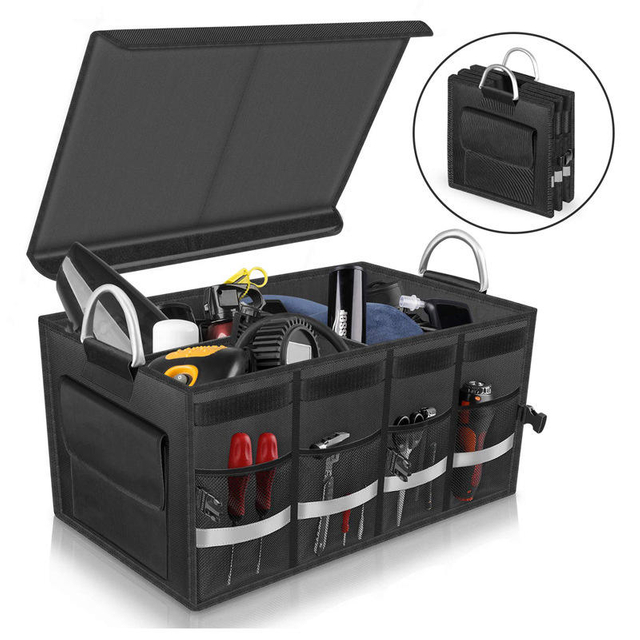 BSCI Manufacturers Wholesale Portable Large Capacity Folding Cover Tool Storage Box Car Trunk Organizer