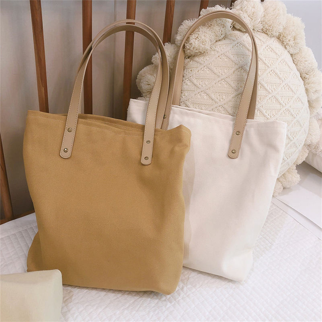 Large 16oz Cotton Canvas Shopping Tote Bags for Work School Shopping Durable Casual Tote Shoulder Bag for Women Ladies