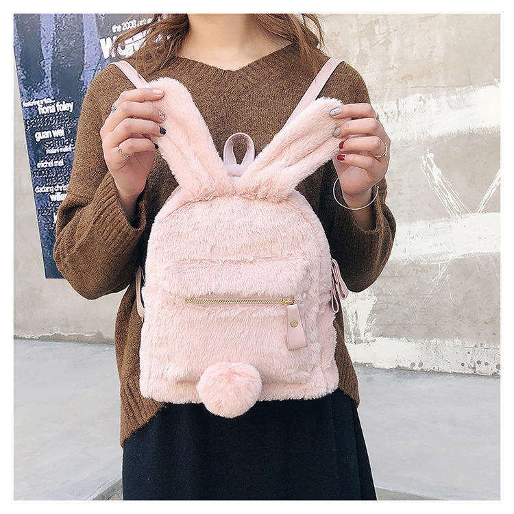 2022 Durable High quality plush rabbit back pack fur book bag children's backpack for women ladies