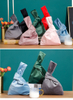 Factory Price Japanese Knot Bag Tote Portable Ladies Purse Bag Cotton Canvas/jute/corduroy Custom Girls Phone Wrist Bag Pouch