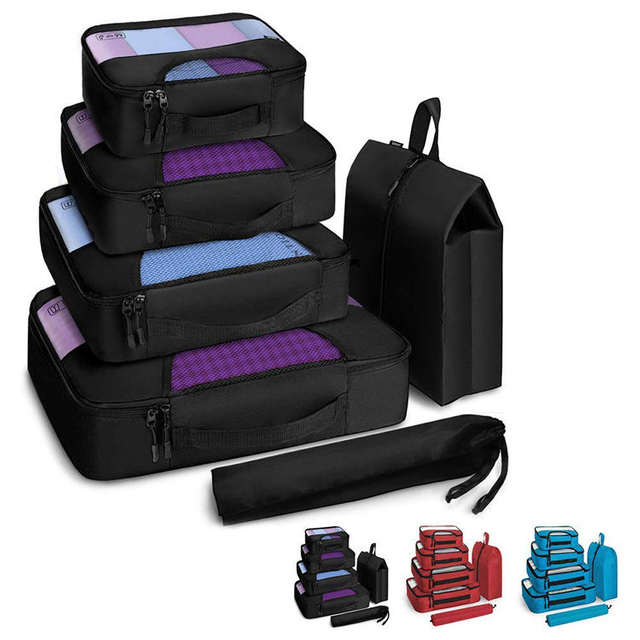 Customized 6 Set Packing Cubes System Travel Luggage Organizer Suitcase Storage Bags