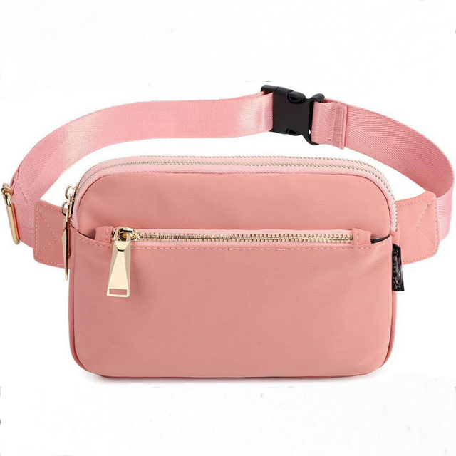 Fashion custom bum bag mens waist fanny pack nylon with multi zipper pockets wholesale