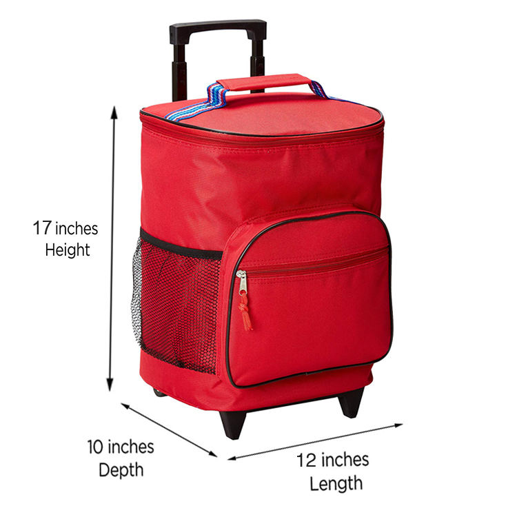 Outdoor travelling large compartment custom insulated trolley picnic cooler bag with wheels