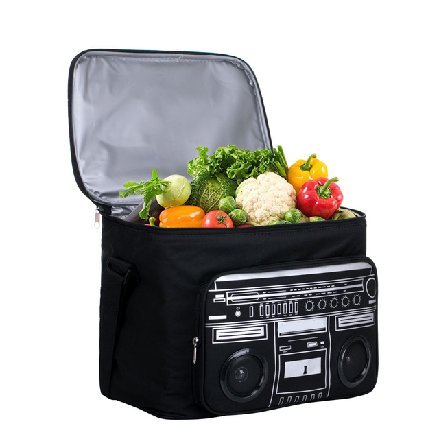 Food Transport Cooler Bag Travel Groceries Storage Carry Insulation Bag With Speaker For Family Picnic
