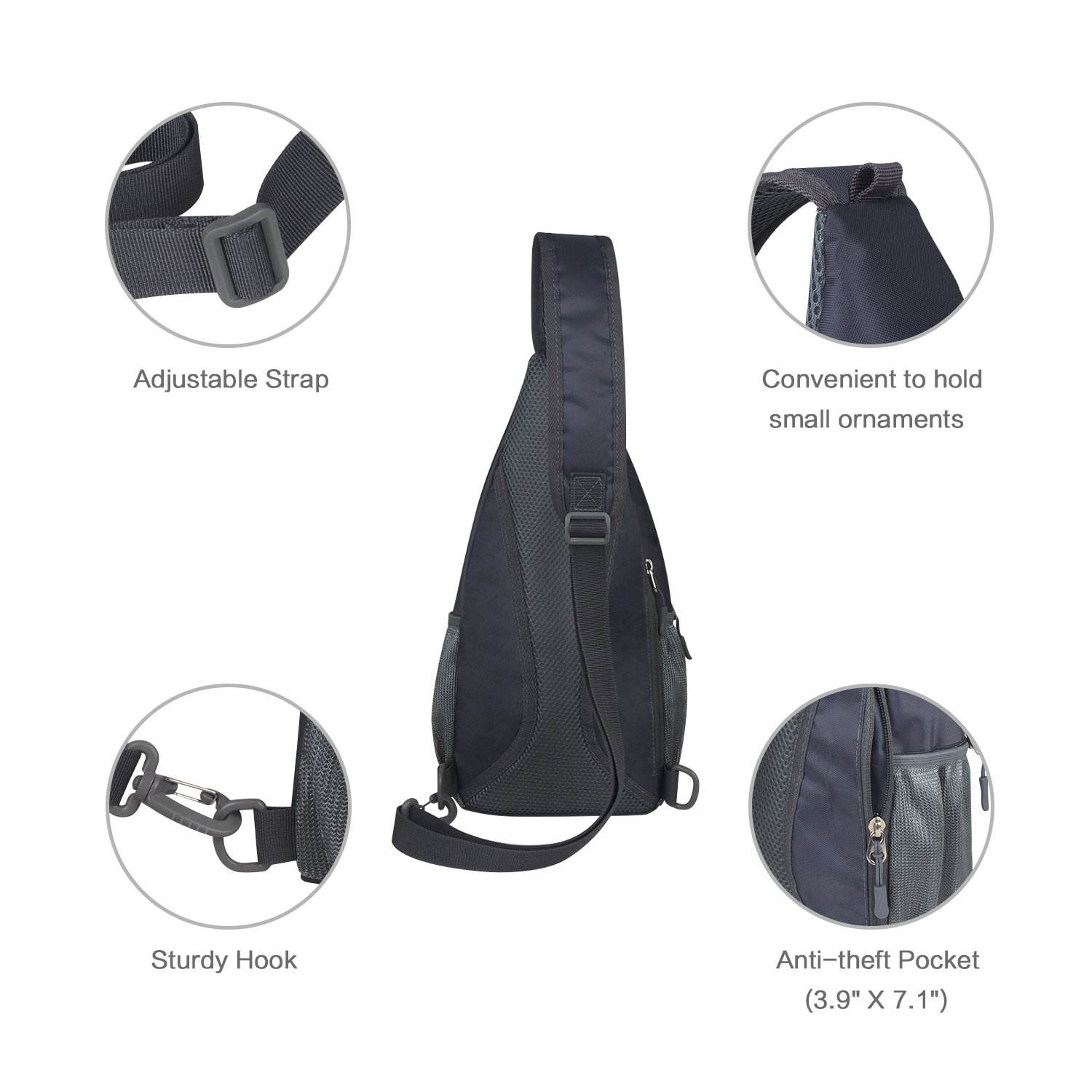 Sling Backpack, Shoulder Chest Crossbody Bag Small Daypack for Outdoor Hiking Men & Women
