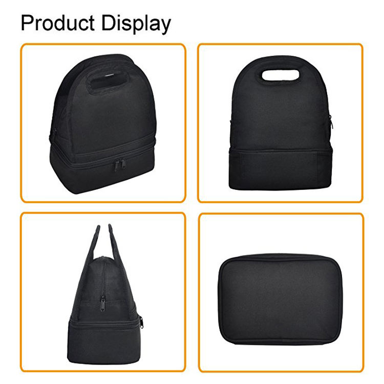 Two Layer Lunch Insulated Bag Double Compartment Can Food Tote Bulk Cooler Bag