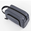 Portable Carry on Luxury Gray Leather Cosmetic Bag Toiletries Accessories Storage Toiletry Travel Shaving Bag for Men