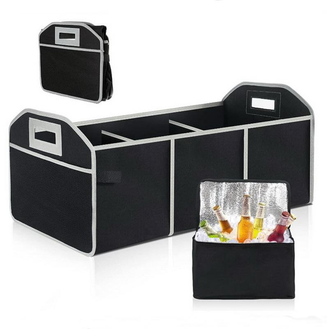 Large Foldable Cars Interior Organiser Custom Car Trunk Storage Container Front Back Seat Organizer with Leakrpoof Cooler Bag