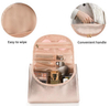 Luxury Rose Gold PU Leather Cosmetic Case Makeup Toiletry Organizer Purse Toilet Storage Wash Bag for Women Girls