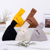 Eco-friendly Cotton Japanese Korean Style Simple Candy Gift Bag Carry Key Wrist Clutch Knot Bag Canvas Knot Tote Bag
