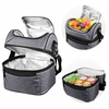 Promotional Food Drink Storage Thermal Bag Two Compartments Insulated Lunch Bag With Adjustable Shoulder Strap