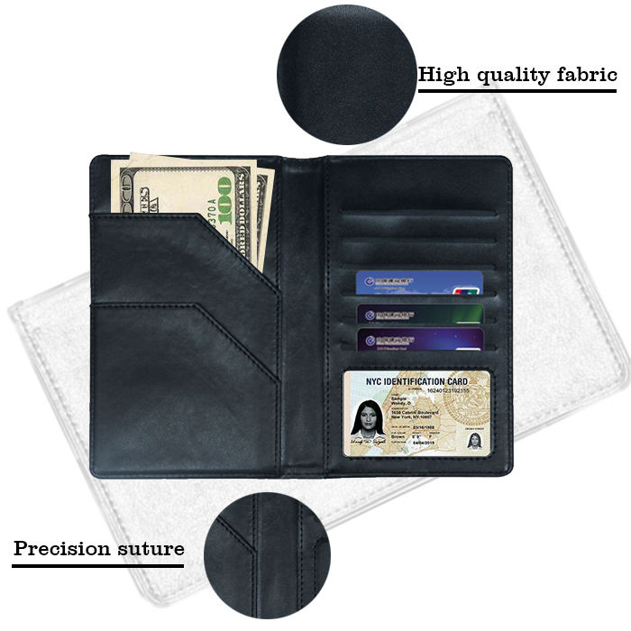 Custom Hot Selling RFID Blocking Business Credit Card Mens Leather Wallet Passport Cover Card Holder Travel