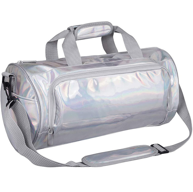 Custom Small Kids Dance Tote Shoulder Duffle Shiny Neon Holographic Duffle Bag For Sports Gym Dance