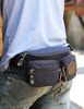 Custom Leather Logo Multi Pockets Canvas Mens Waist Bag Fanny Pack Running Sports Travel Hip Bum Bag Crossbody Chest Bag