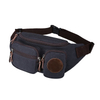 Custom Leather Logo Multi Pockets Canvas Mens Waist Bag Fanny Pack Running Sports Travel Hip Bum Bag Crossbody Chest Bag