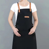 small MOQ custom your logo blue denim apron with 3 pocket for men and women