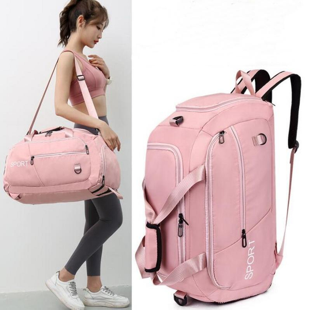 Wholesale Women's Pink Luggage Overnight Bag Yoga Dance Sports Gym Duffle Travel Bag Duffel Daypack with Backpack Straps