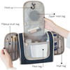 Blue Waterproof High Quality Polyester Travel Women Men Cosmetic Bags Toiletry Bag with Hanging Hook