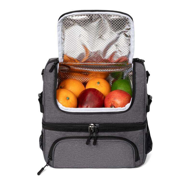 Double Compartment Women Men Travel Picnic School Cooler Bag Aluminium Foil Thermal Ice Lunch Insulated Bags To Keep Food Cold