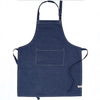Cotton apron for women with pocket, blue organic cotton apron with adjustable neck strap