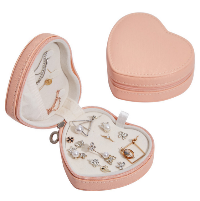 Cute Heart Shape Ladies Jewelry Gift Packaging Storage Box Ring Earring Necklace Jewellery Set Organizer