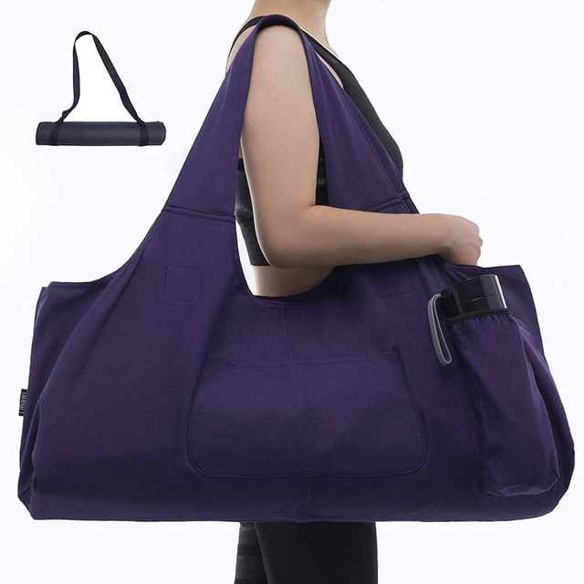 Big Yoga Mat Bag with Pockets Custom Cotton Canvas Yoga Mat Carrying Bag Washable Yoga Cover Bag