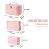 Wholesale Pu Leather Make Up Bag Waterproof Toiletry Large Travel Cosmetic Bags 3 Set Different Size