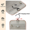 Travel High Quality PU Leather Gray Make Up Tools Storage Organizer Cosmetic Bags Hanging Toiletry Bag