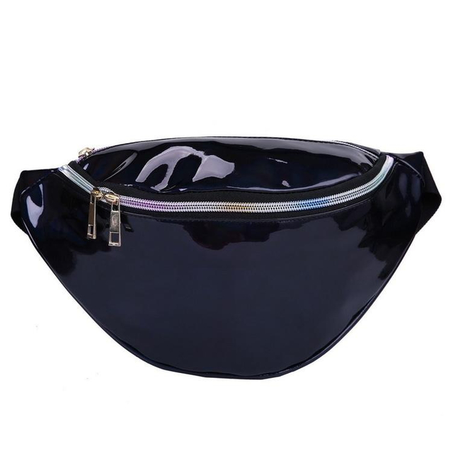 Black Holographic Fanny Bag Fashion Laser Waist Bum Bag Waterproof Wholesale Hip Bag