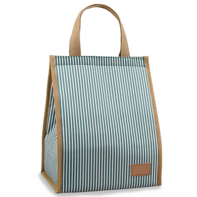 Promotional Cheap Aluminium Foil Insulation Lunch Box Bag Custom Logo Label Strip Waterproof Polyester Cooler Bag