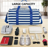 Fashion Blue Striped Women Duffle Bag Hand Carry Travel Weekend Gym Sport Duffel Bag for Yoga Swimming Fitness