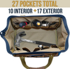 Custom Multi-purpose Heavy Duty Electrian Carpenters Tool Bag Wide Open Zippered Storage Bag for Tool Storage