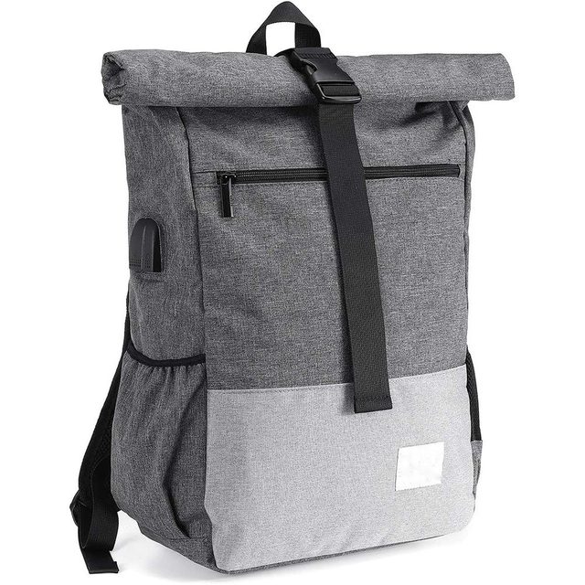 Custom Logo Rucksack Backpack Bags Waterproof Recycled PET Business School Laptop Rucksack Rolltop