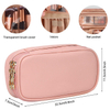 Portable Waterproof Travel Toiletry Bag Lovely Pink Color Women Make Up Organizer Bag With Brush Slot Pockets