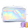 Water Resistant Ladies Holographic PU Leather Makeup Bag Fancy Customized Large Capacity Travel Cosmetic Bag