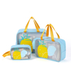 Clear PVC TPU Cosmetic Bag Travel Swimming Custom Printing Bathroom Cosmetics Toiletry Bag 3pcs Set