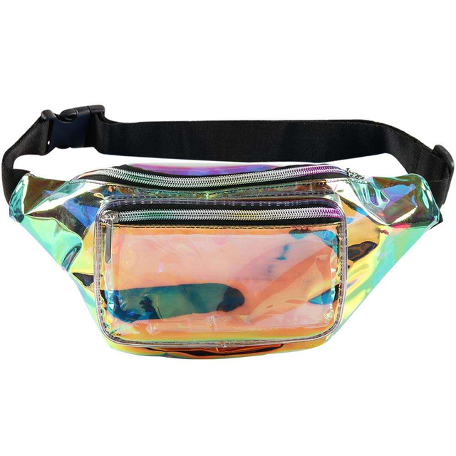 Holographic Fanny Pack Fashion Rave Waist Bag Hip Bum Bags Belt Bag with Adjustable Belt for Women And Men