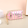 Makeup Bag Elegant Stripe PVC Unisex Cosmetic Bag Portable Printing Multipurpose Fashion Zipper Cosmetic Bag