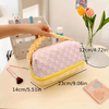 Colorblock Plaid Pattern Makeup Bag Zipper Portable Cosmetic Bag Travel Bag With Ruched Strap