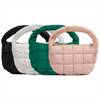 Mini Waterproof Nylon Puffy Bag with Thick Padded Down Portable Quilted Lightweight Small Puffer Tote Bag