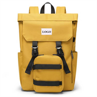 Durable Recycled Pet Laptop Travel Backpack With Detachable Pouch Large Roll Top College School Backpacks 